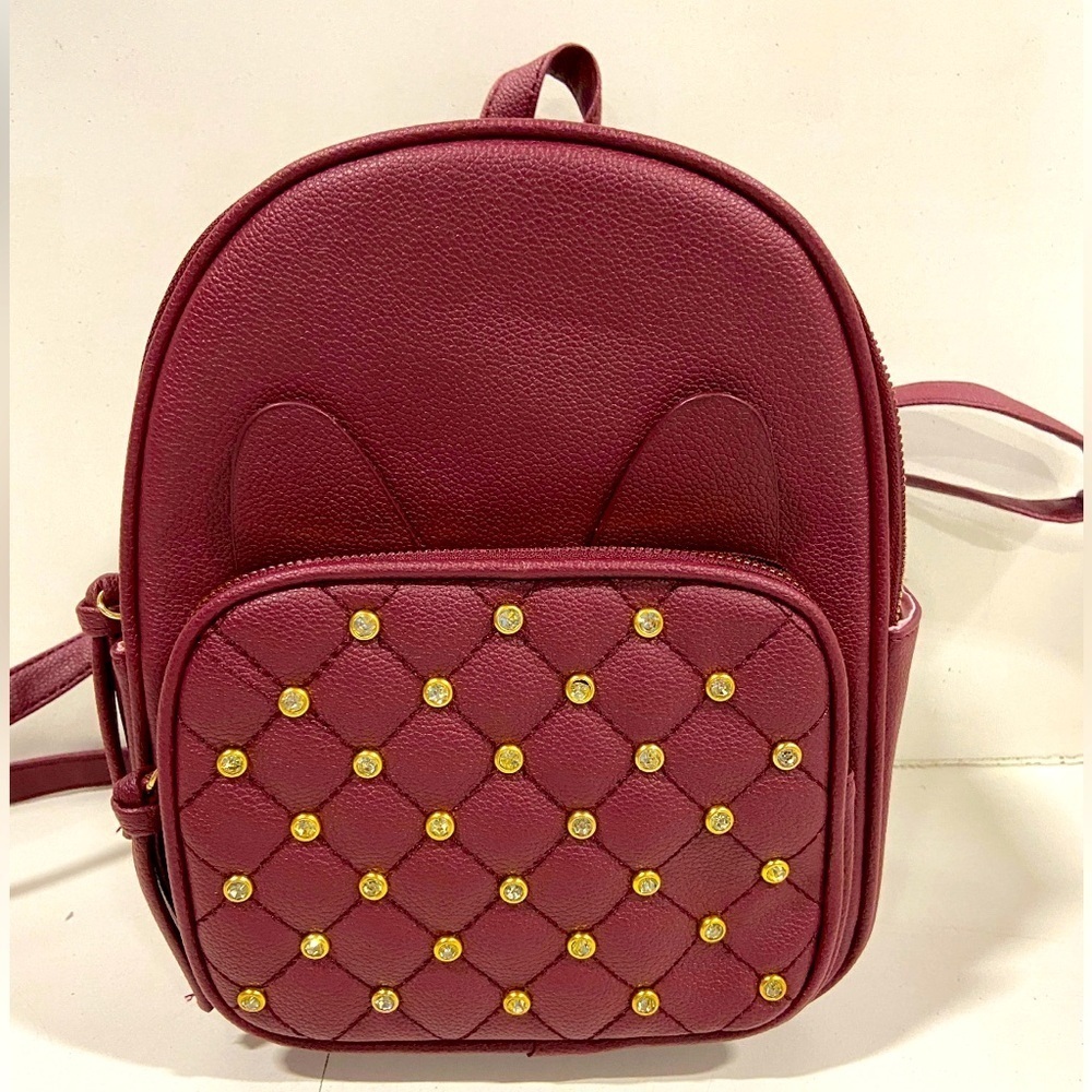 Burgandy Vegan Leather Backpack Mid Size NWT Retail $70